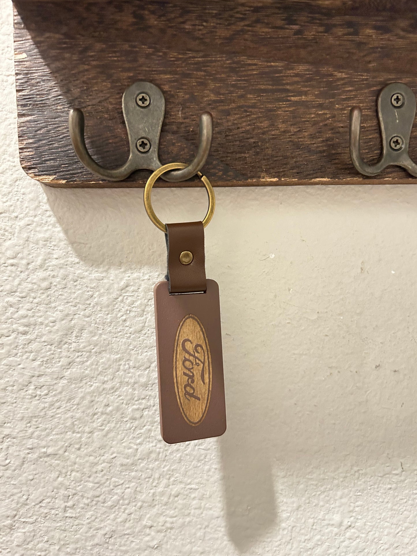 Ford Wood + Leather Keychain