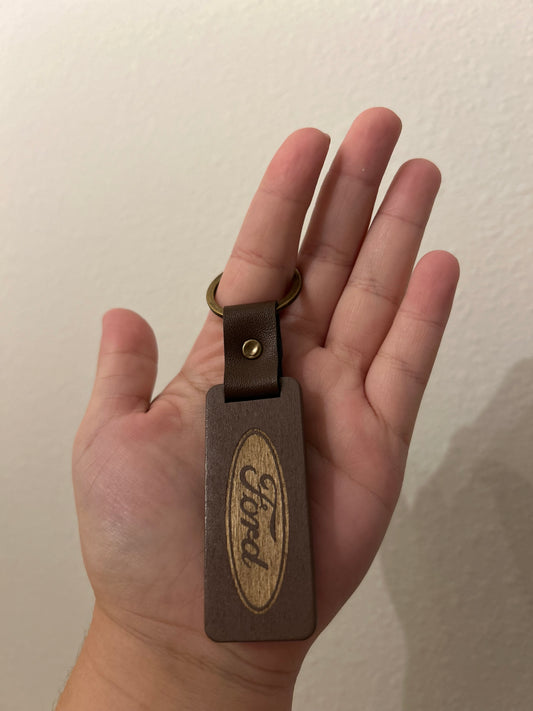 Ford Wood + Leather Keychain